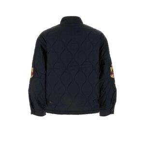 BARRACUTA Men's Quilted Stand Collar Jacket with Embroidered Sleeve Patches Men